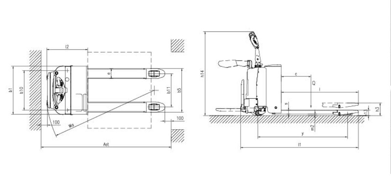 thông số kỹ thuật xe nâng điện bằng tay 2 tấn